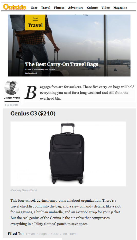 Outside Magazine: Top picks for best carry on luggage